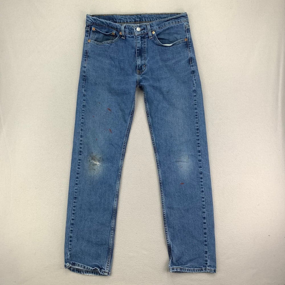 Thrashed Levi's Jeans 505 Mens 34x32 Faded Distressed Denim Painted Workwear Y2K